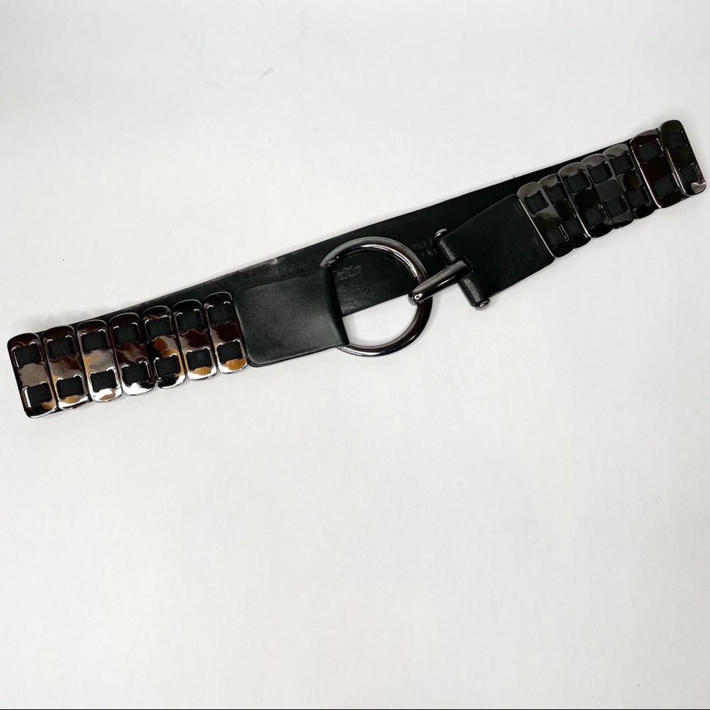 Sandy Duftler Black Leather Stretchy Belt